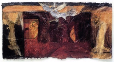 Bird over Volcano
Mixed media on Nepalese paper, 49 x 92cm Bird over Volcano
Mixed media on Nepalese paper, 49 x 92cm